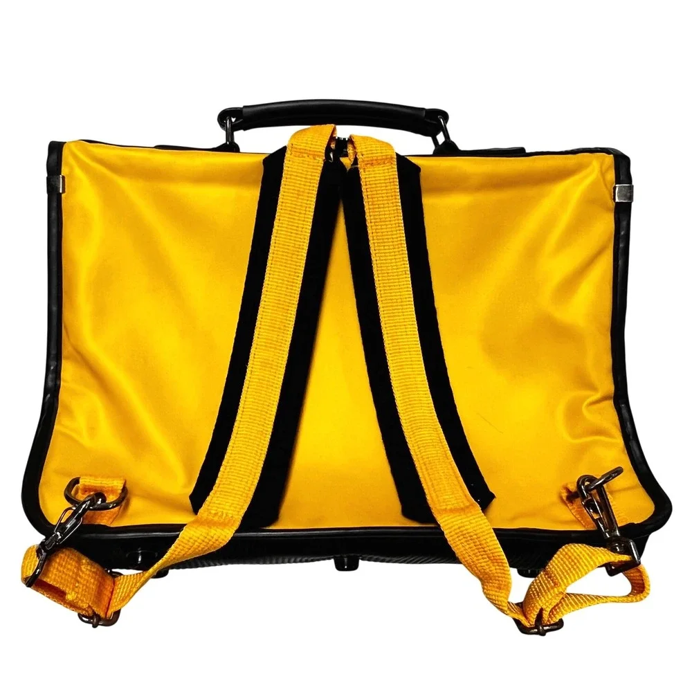 1988 Vintage Snoopy Sally‎ Peanuts Backpack Briefcase Yellow Nylon Kids Japan